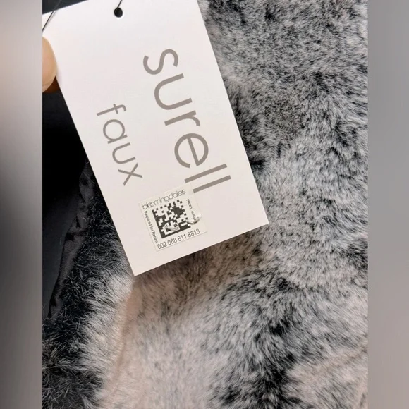 NWT‎ Surell Rex Rabbit Faux Fur Vest in Black Forest Gift Luxe Cozy Chic